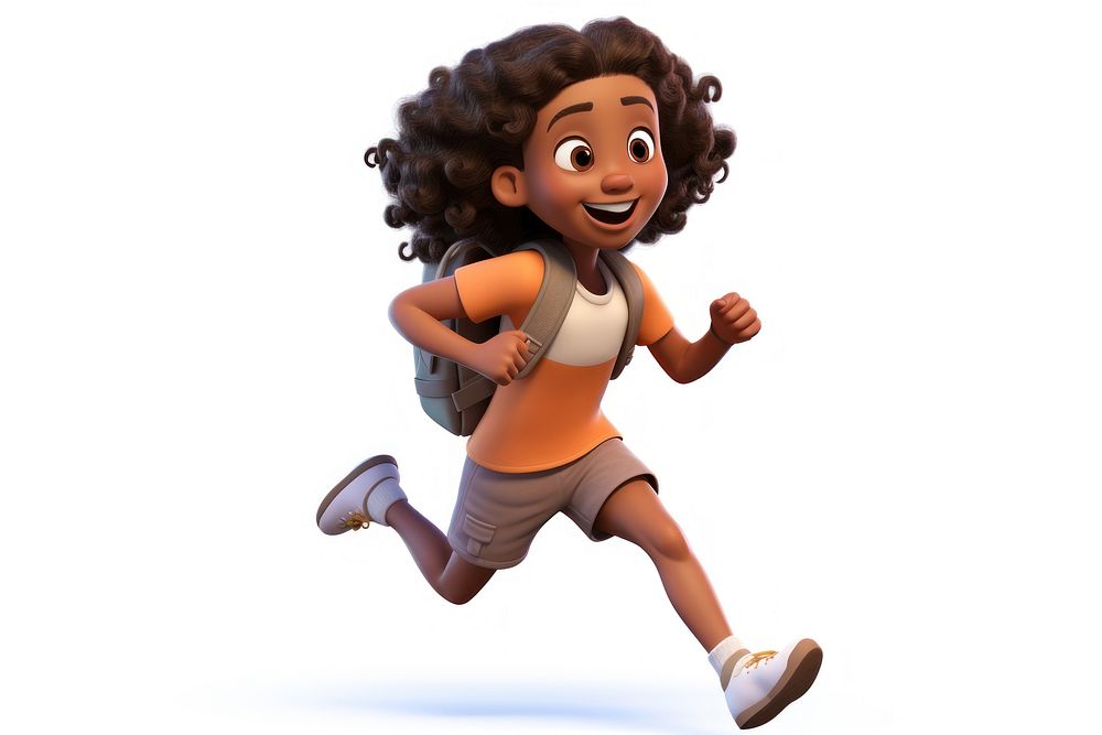 Cartoon running smiling white background. AI generated Image by rawpixel.