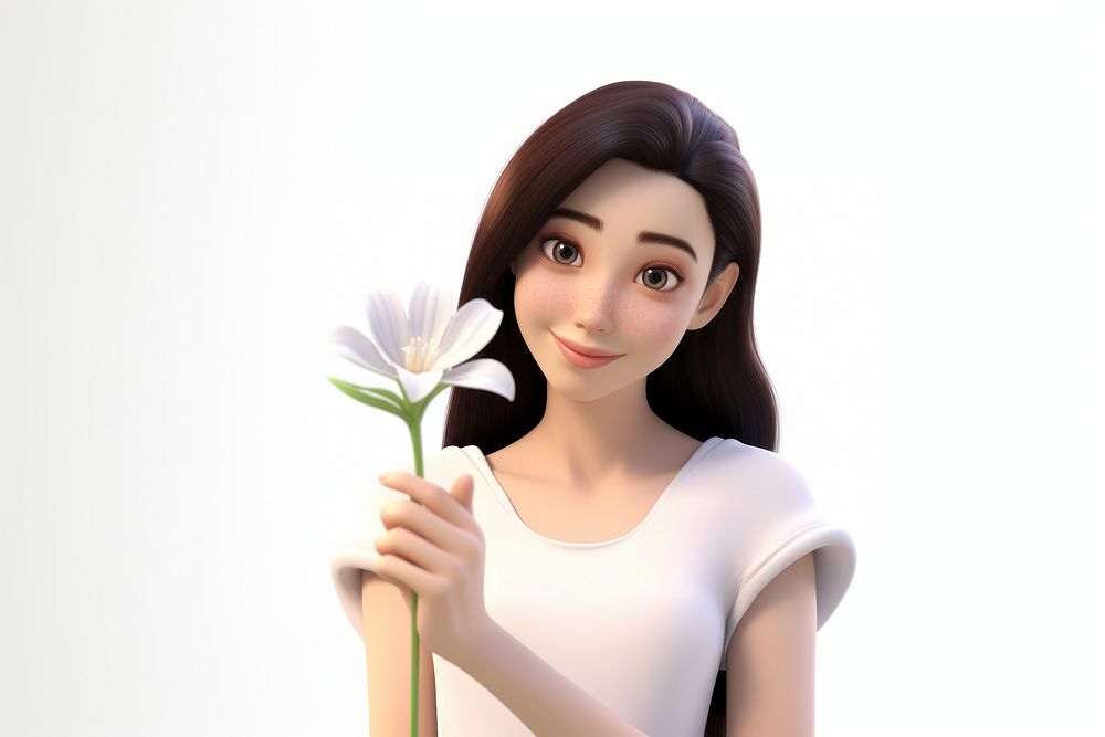 Portrait holding cartoon flower. AI generated Image by rawpixel.