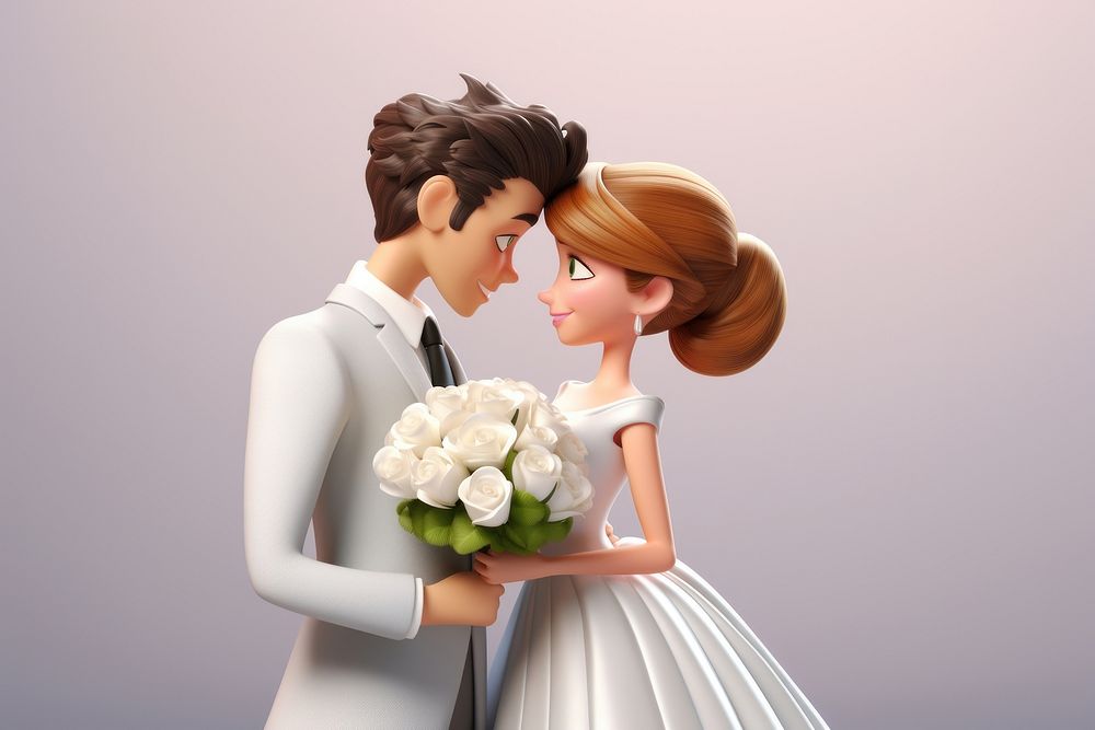 Wedding cartoon flower dress. AI generated Image by rawpixel.