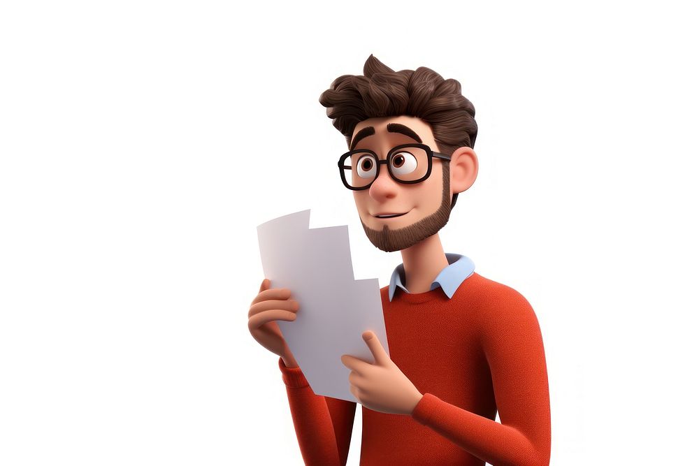 Cartoon glasses reading paper. AI generated Image by rawpixel.