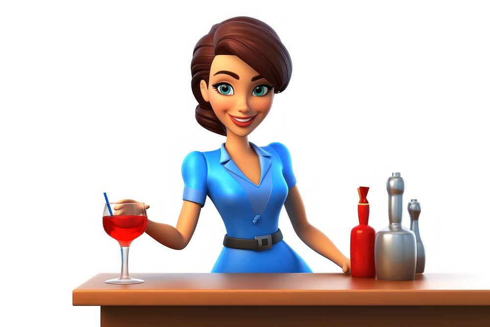 Bartender cartoon drink female. AI generated Image by rawpixel.