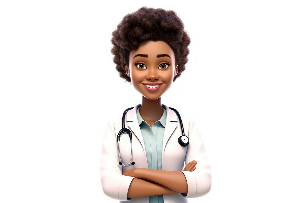 Smiling cartoon doctor white background. AI generated Image by rawpixel.