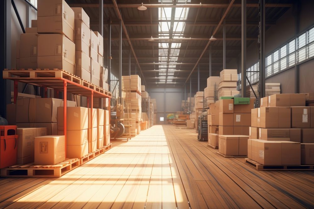 Warehouse architecture cardboard building. AI generated Image by rawpixel.