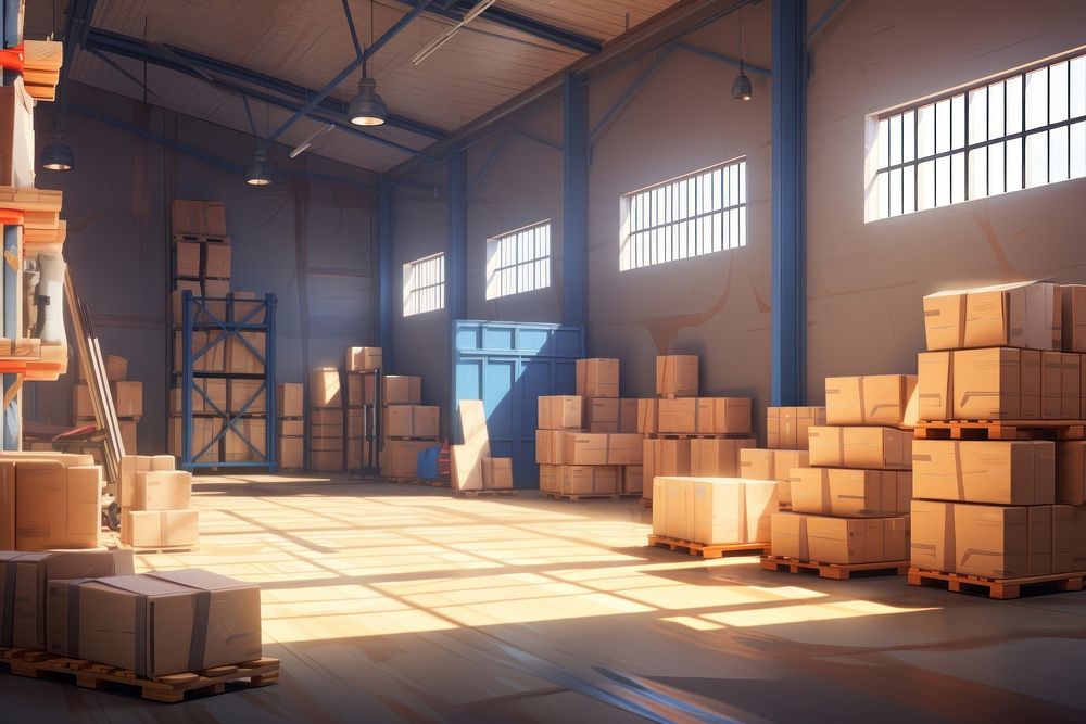Warehouse architecture cardboard building. AI generated Image by rawpixel.