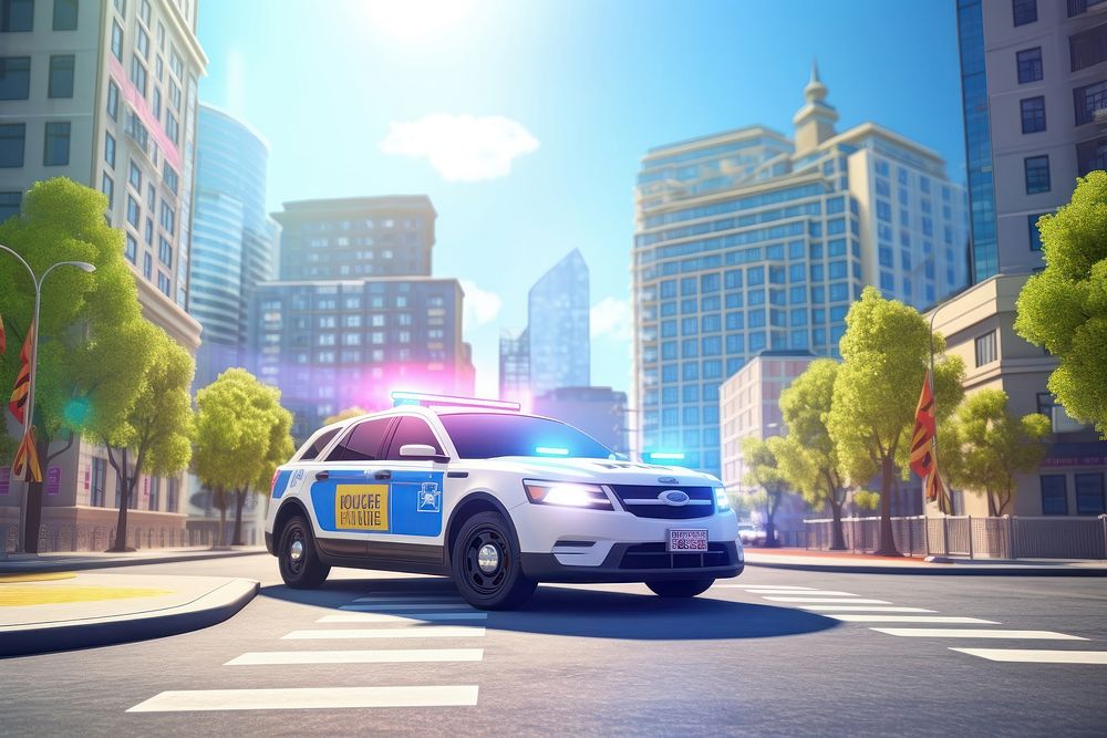City car vehicle police. AI generated Image by rawpixel.