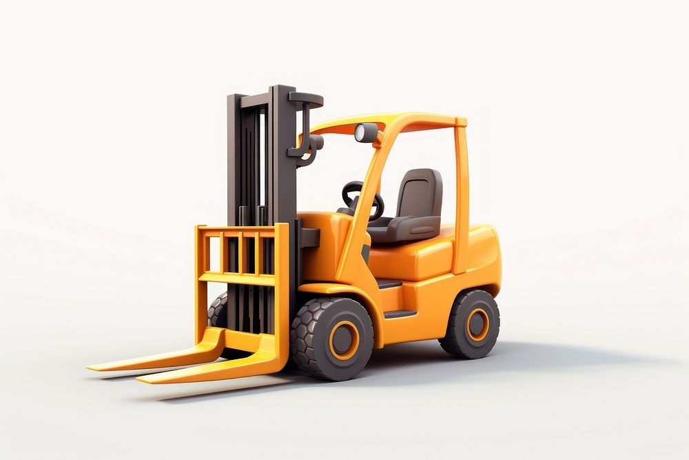 Forklift car white background delivering. AI generated Image by rawpixel.