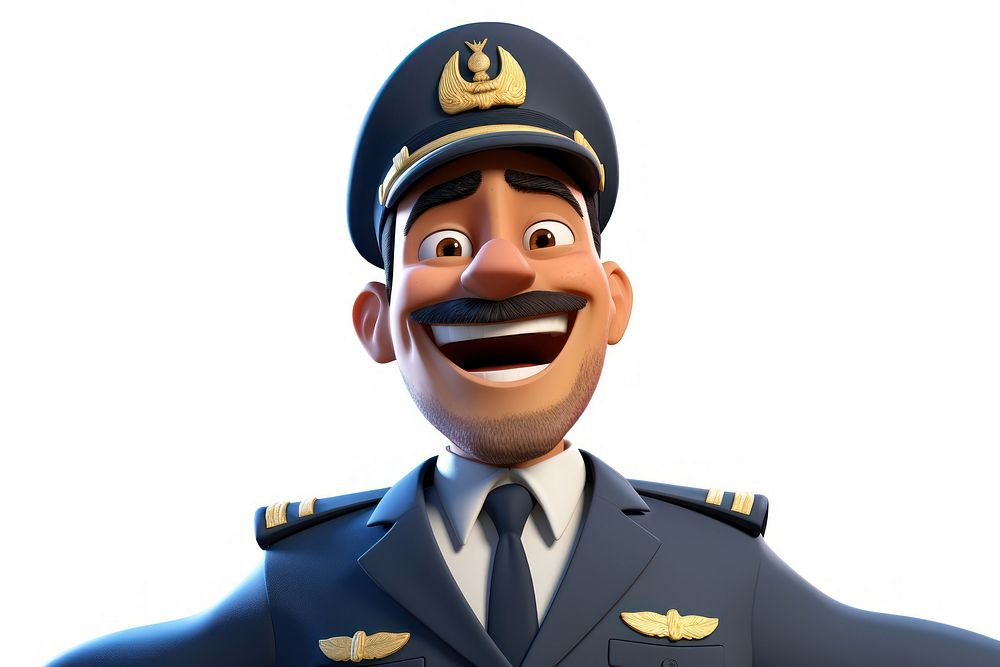 Cartoon officer captain adult. 