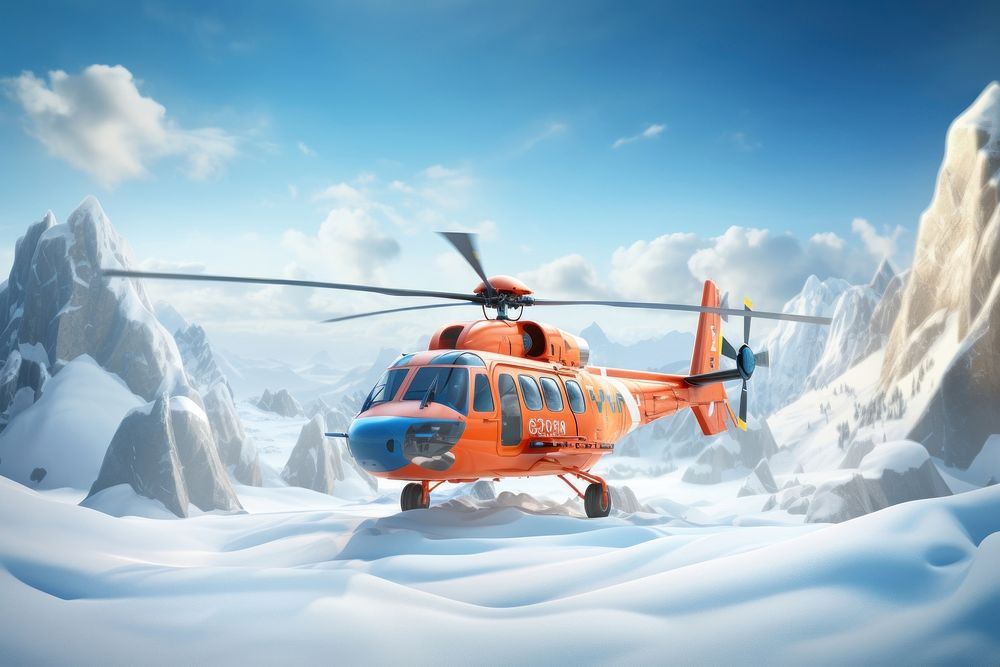 Helicopter aircraft mountain outdoors. AI generated Image by rawpixel.