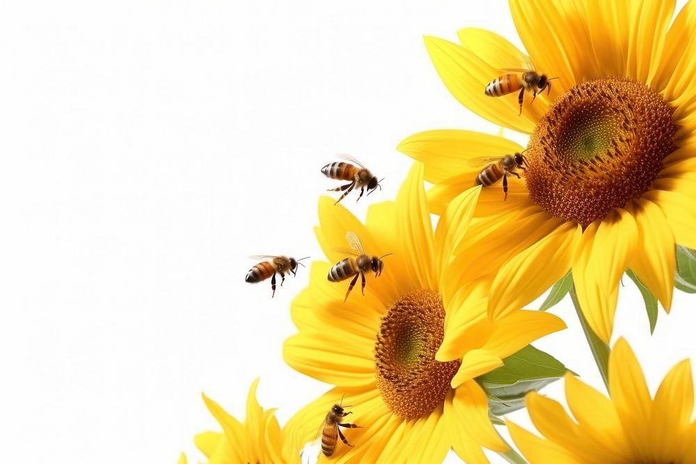 Flower bee sunflower insect. AI generated Image by rawpixel.