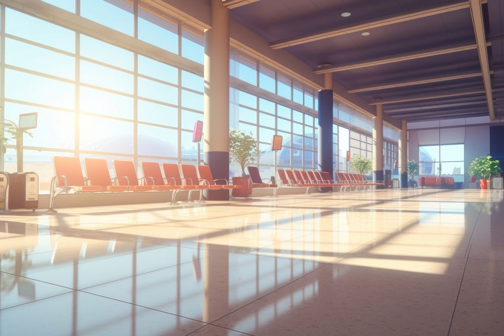 Airport architecture building floor. AI generated Image by rawpixel.