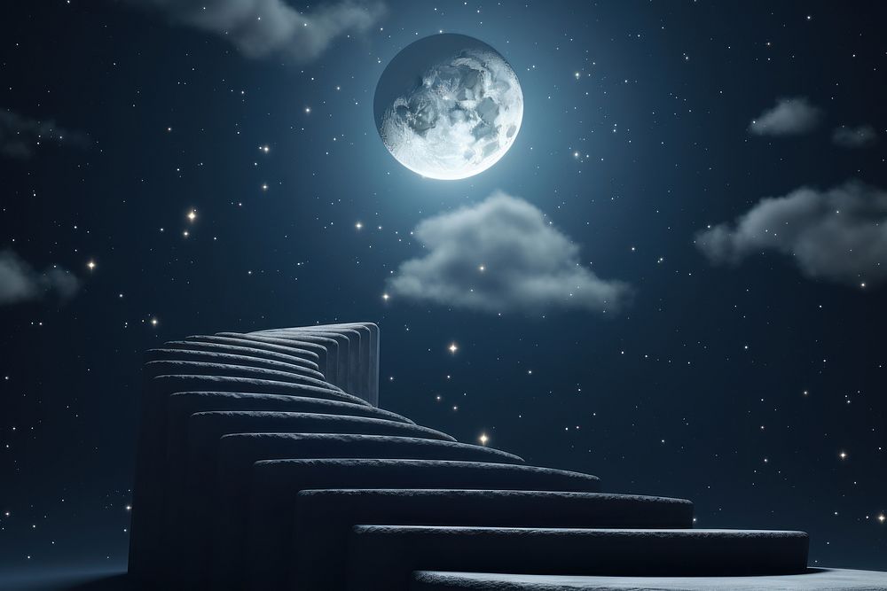 Moon architecture astronomy staircase. AI generated Image by rawpixel.