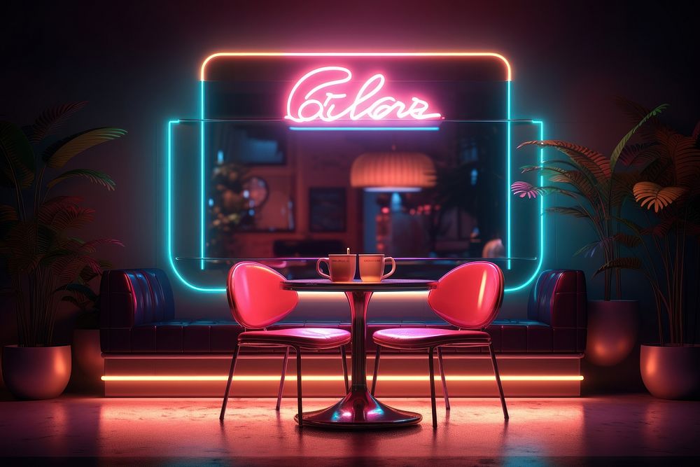 Neon furniture light chair. AI generated Image by rawpixel.