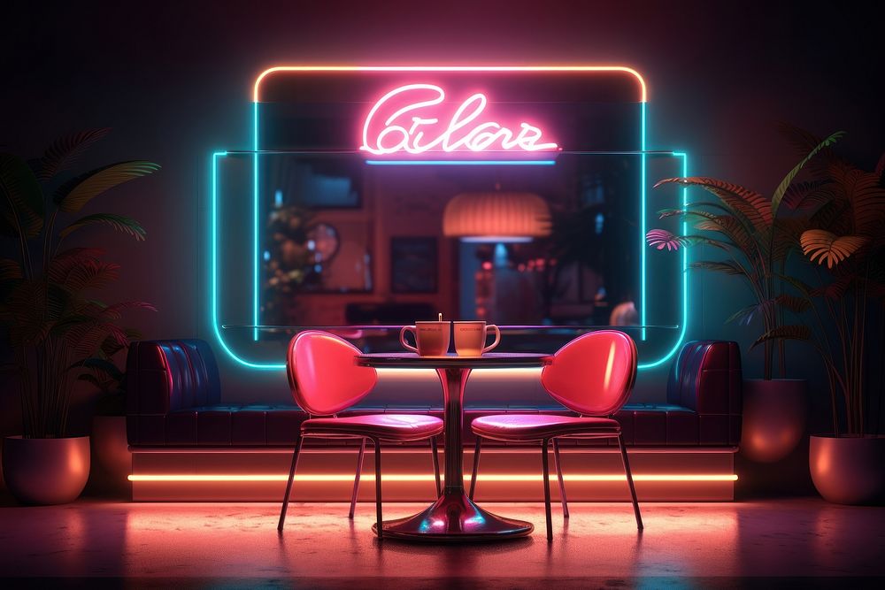 Neon furniture light chair. 