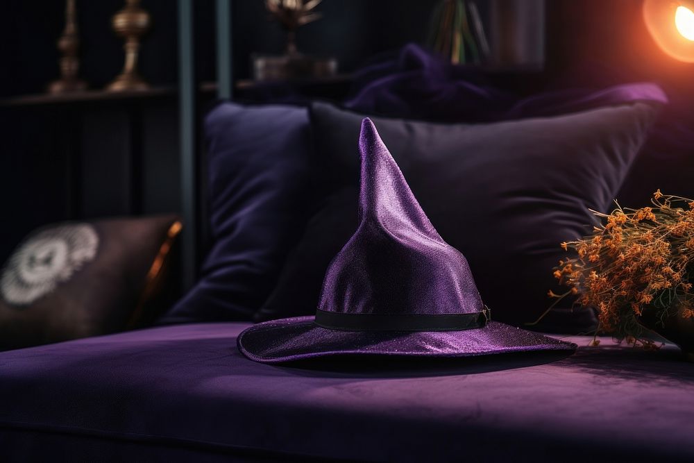 Purple furniture table hat. AI generated Image by rawpixel.