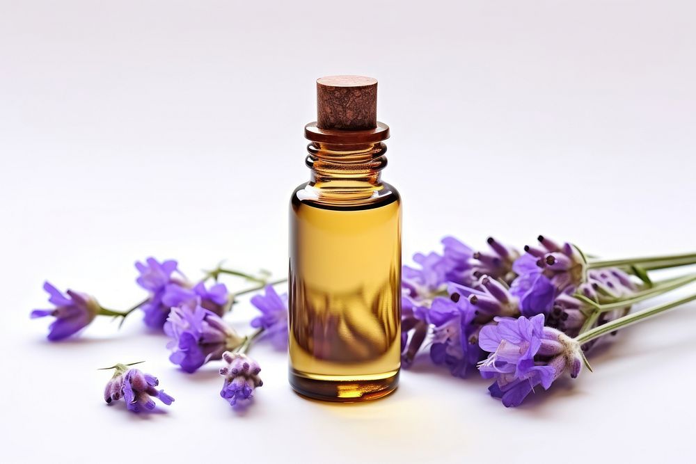 Cosmetics lavender perfume bottle. AI generated Image by rawpixel.