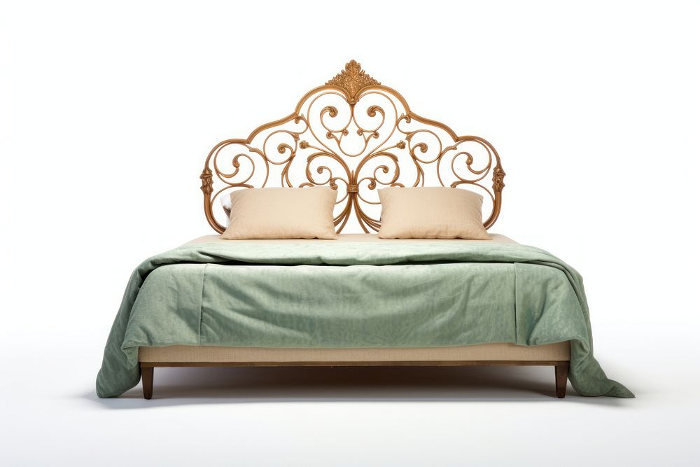 Bed furniture bedroom white background. AI generated Image by rawpixel.