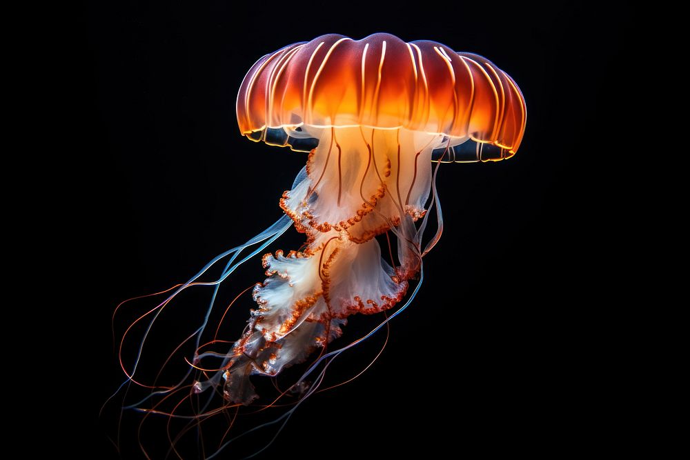 Jellyfish animal black background invertebrate. AI generated Image by rawpixel.