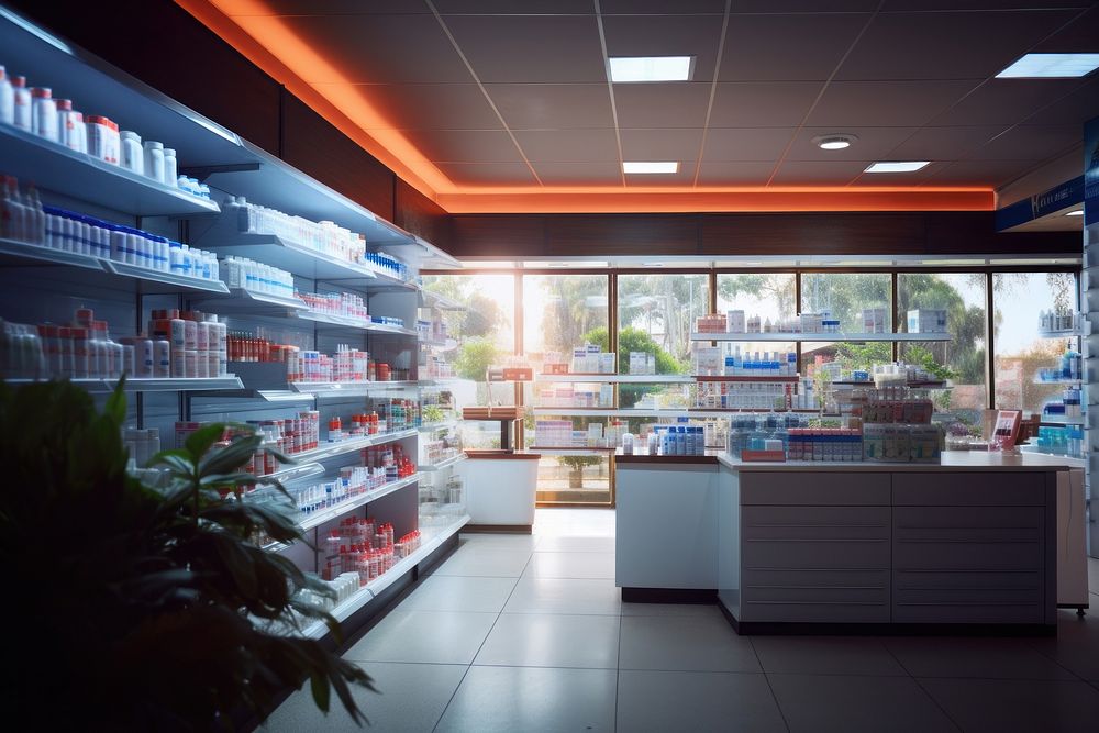 Supermarket container medicine pharmacy. AI generated Image by rawpixel.
