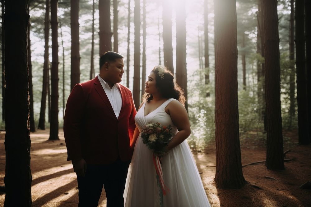 Wedding forest portrait outdoors. AI generated Image by rawpixel.