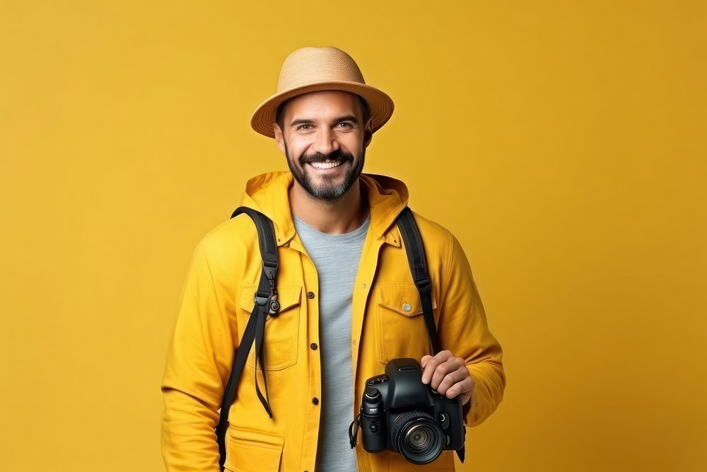 Camera portrait travel yellow. 