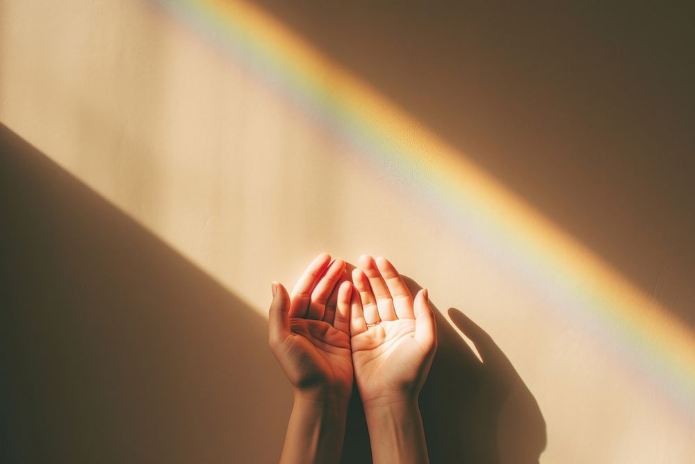 Hand rainbow finger light. 