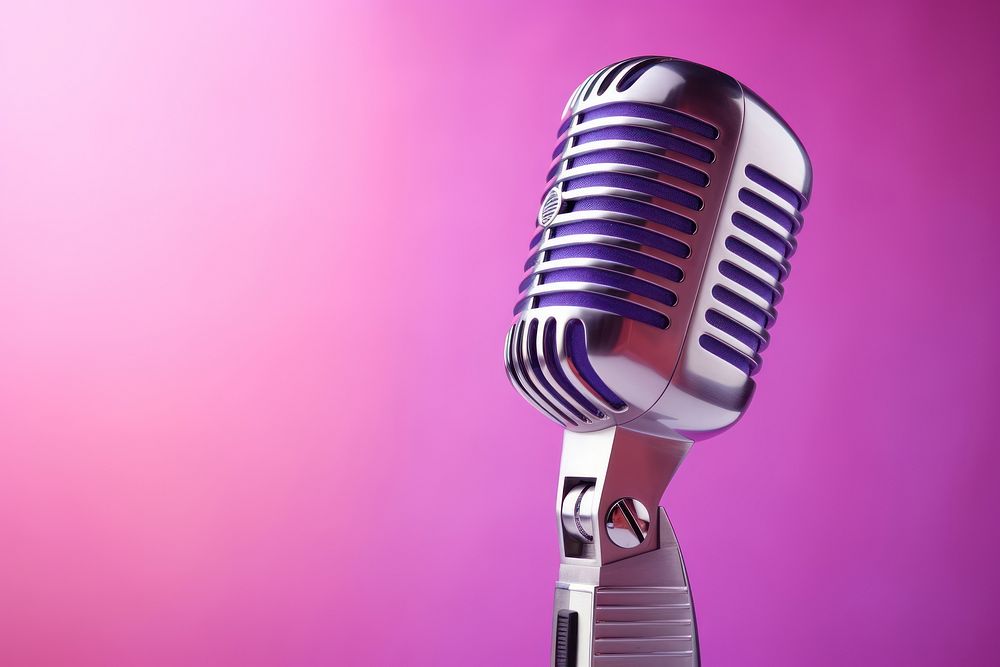 Microphone purple pink performance. AI generated Image by rawpixel.