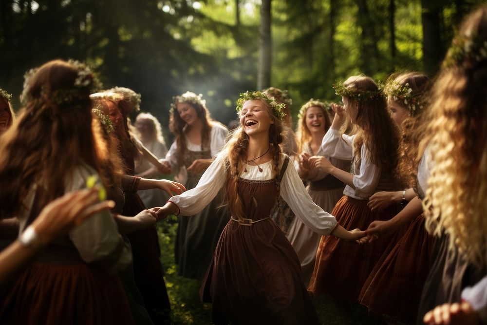 Outdoors dancing adult women. AI generated Image by rawpixel.