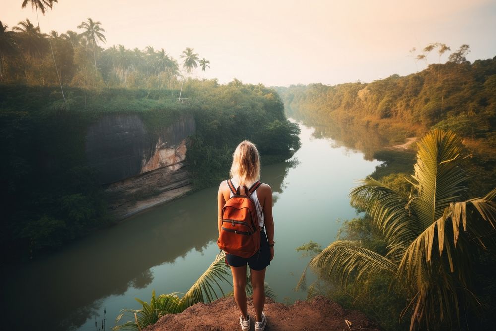 Backpack adventure standing outdoors. AI generated Image by rawpixel.