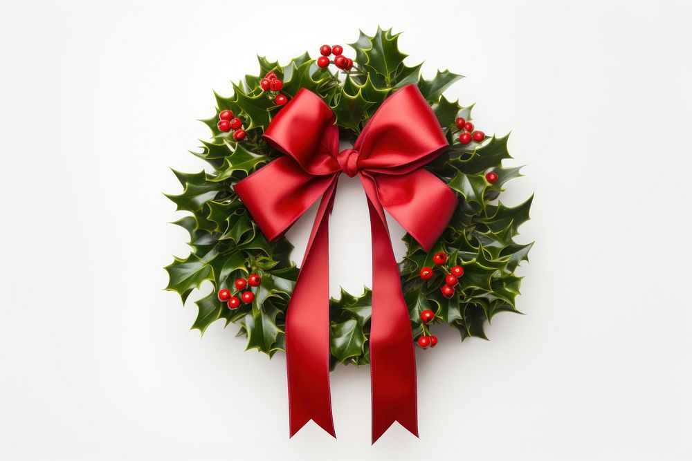 Christmas wreath ribbon plant. AI generated Image by rawpixel.
