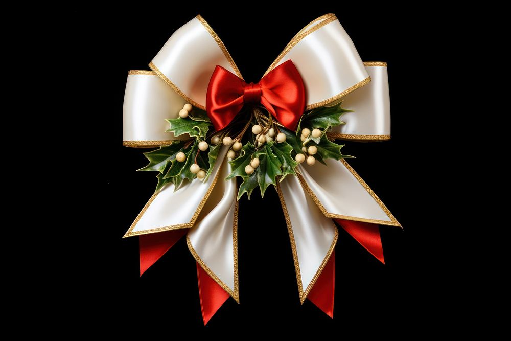 Christmas plant bow illuminated. AI generated Image by rawpixel.