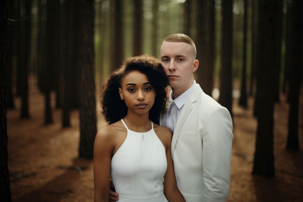 Wedding forest portrait outdoors. AI generated Image by rawpixel.