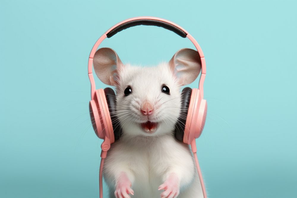 Headphones rodent mammal mouse. 