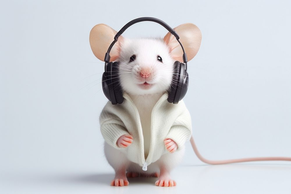 Headphones headset rodent animal. AI generated Image by rawpixel.