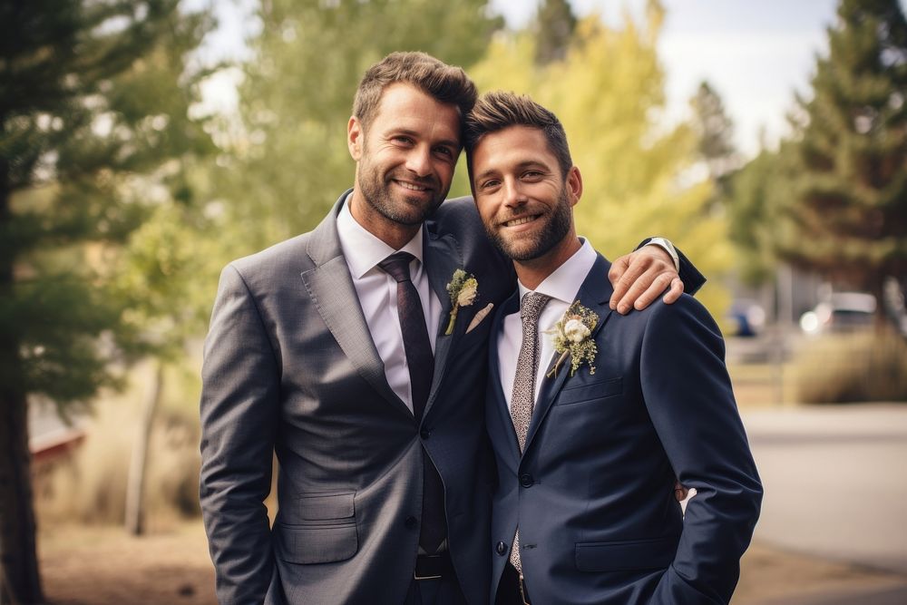 Outdoors wedding portrait tuxedo. 