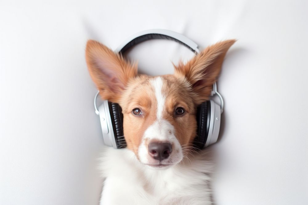 Headphones dog headset mammal. AI generated Image by rawpixel.