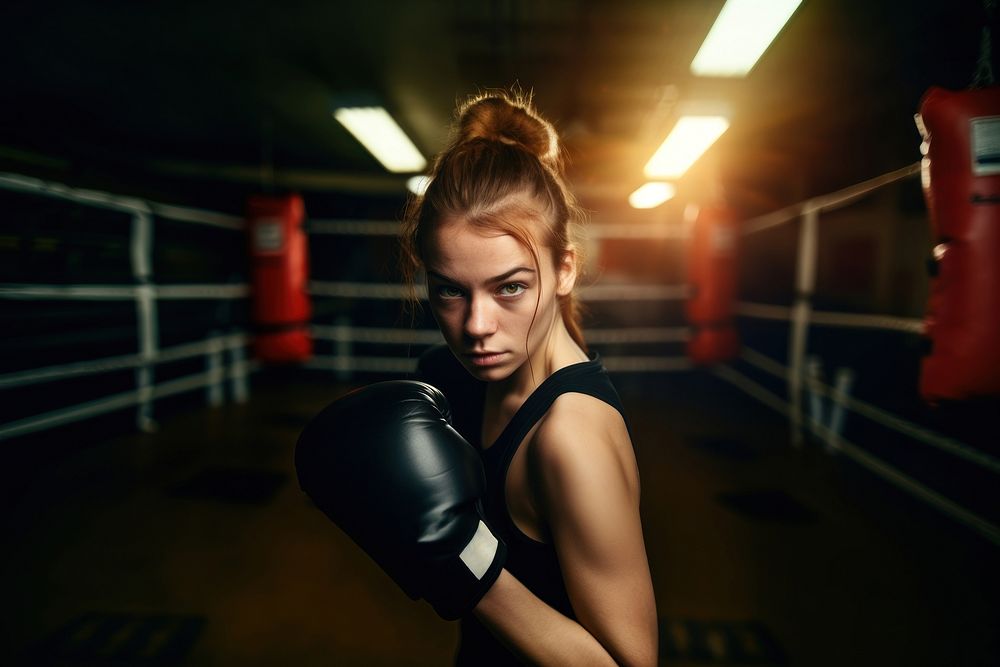 Punching portrait sports boxing. 