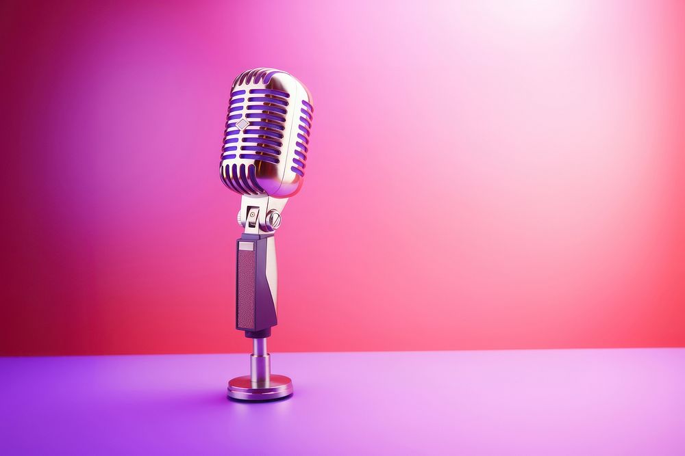 Microphone purple pink technology. AI generated Image by rawpixel.