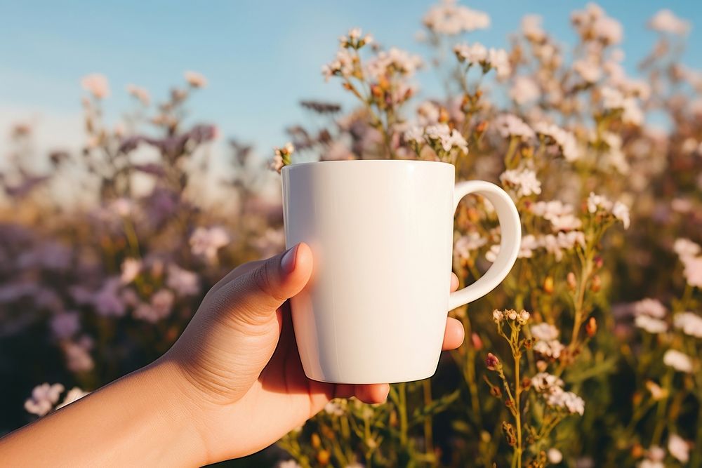 Flower coffee cup holding. AI generated Image by rawpixel.