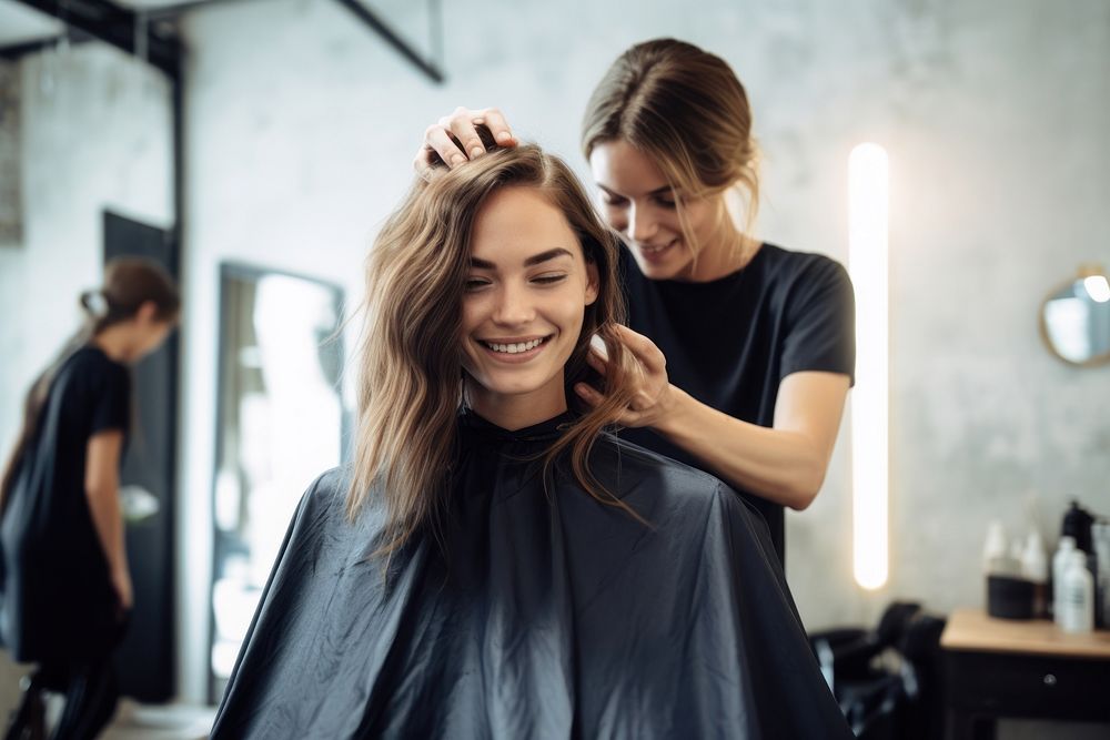 Hairdresser hairstyle adult togetherness. 