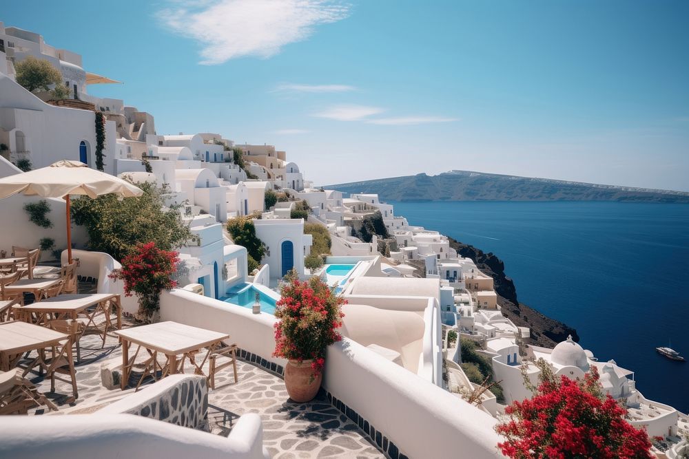 Santorini plant sunny day. 