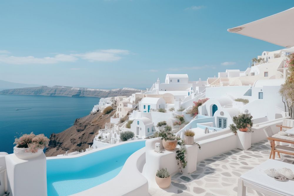 Santorini day architecture tranquility. AI generated Image by rawpixel.