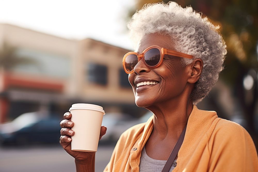 Sunglasses outdoors coffee adult. 