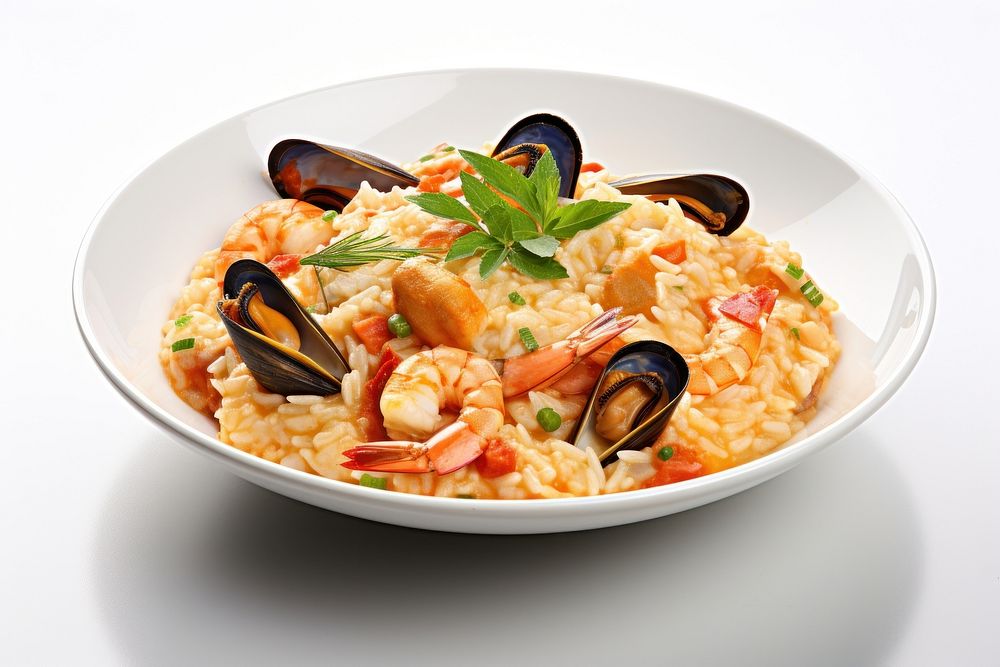 Seafood risotto plate meal. AI generated Image by rawpixel.