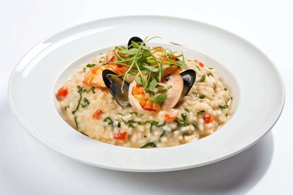 Food risotto seafood plate. AI generated Image by rawpixel.