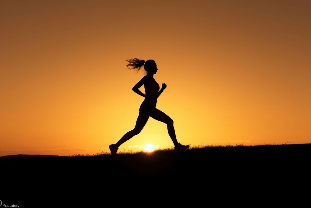 Backlighting silhouette running jogging. AI generated Image by rawpixel.