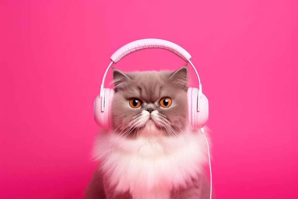 Headphones headset mammal kitten. 