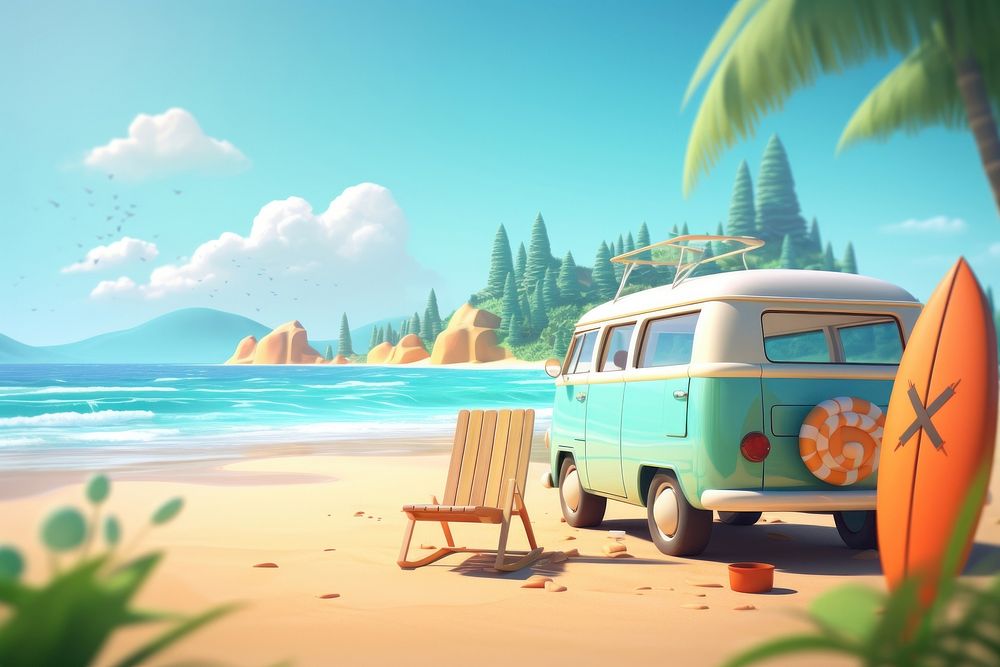 Vacation car outdoors vehicle. AI generated Image by rawpixel.