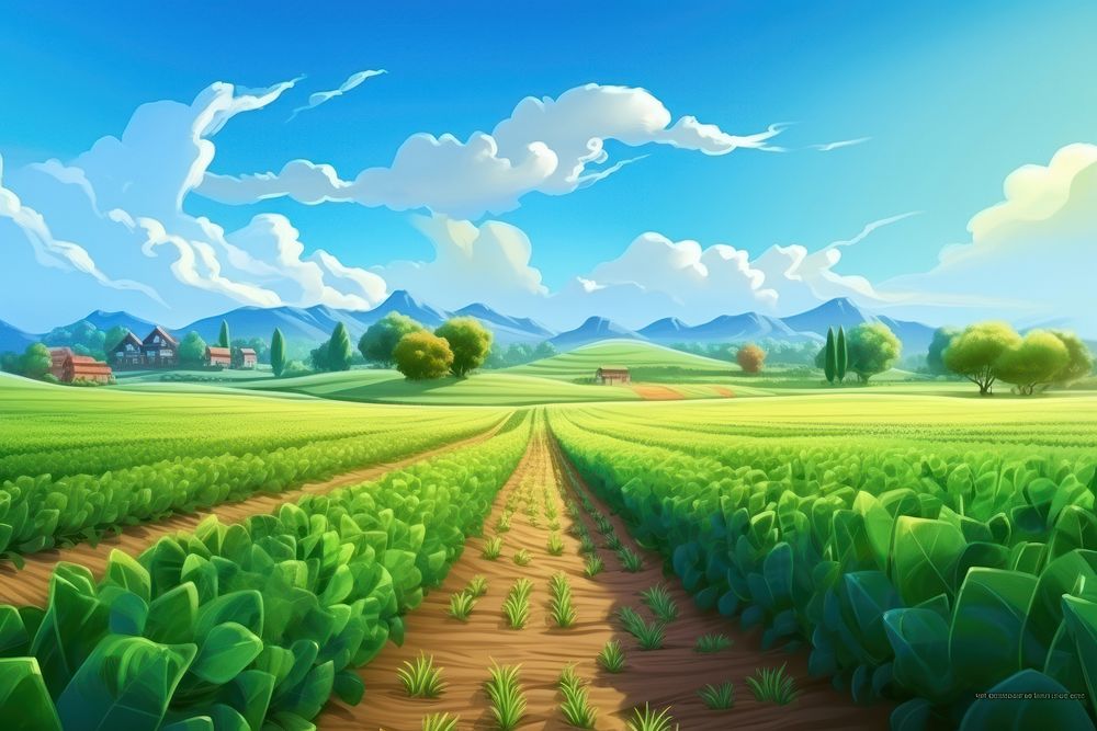 Landscape agriculture panoramic outdoors. AI generated Image by rawpixel.
