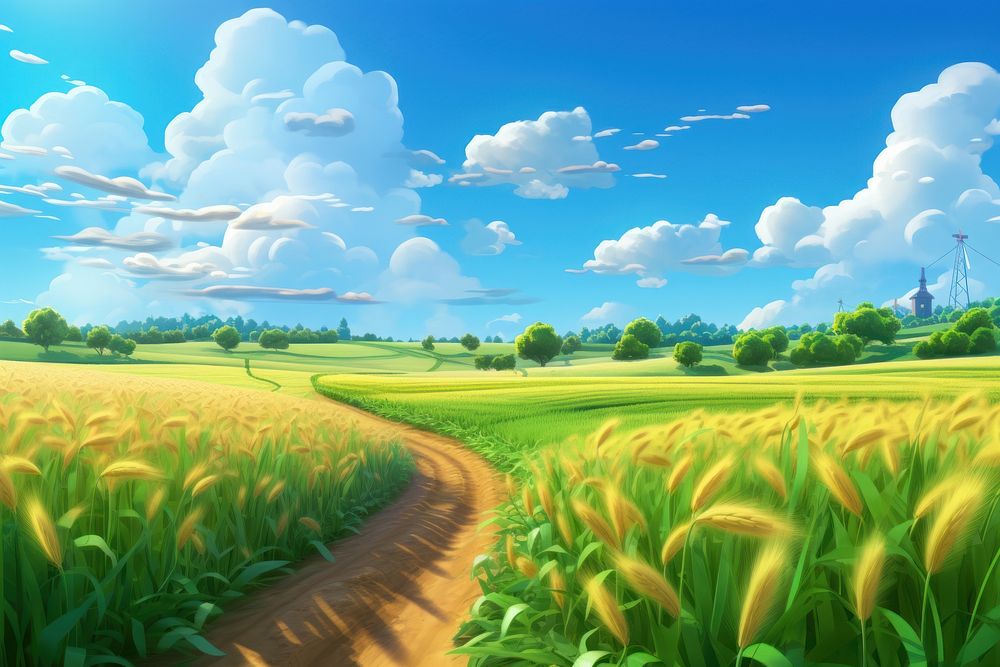 Agriculture landscape grassland outdoors. AI generated Image by rawpixel.