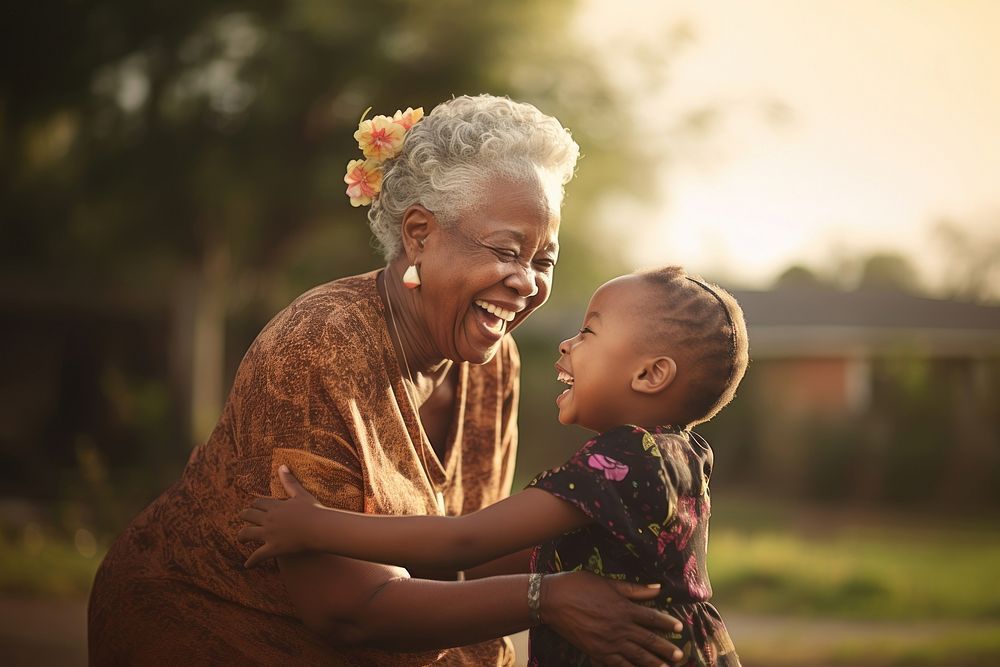 Grandchild portrait adult woman. 